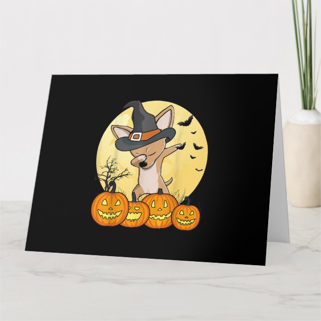 Dabbing Chihuahua Dab Dance Funny Dog Halloween Card (Front)