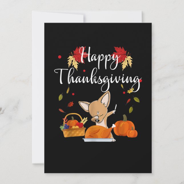 Dabbing Chihuahua DogTurkey Happy Thanksgiving Announcement (Front)