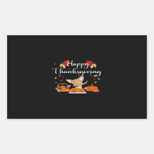 Dabbing Chihuahua DogTurkey Happy Thanksgiving Rectangular Sticker