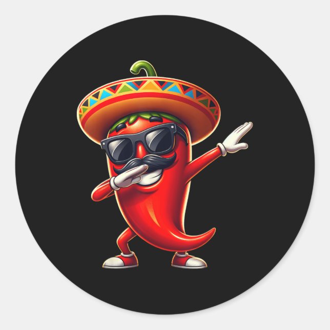 Dabbing Chilli Cinco De Mayo Mexican Food For Men  Classic Round Sticker (Front)