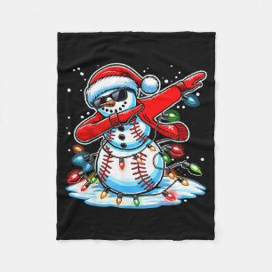 Dabbing Christmas Baseball Snowman Boys Baseball W Fleece Blanket