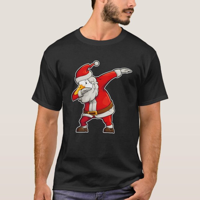 Dabbing Christmas Goose Santa Claus Outfit Funny X T-Shirt (Front)