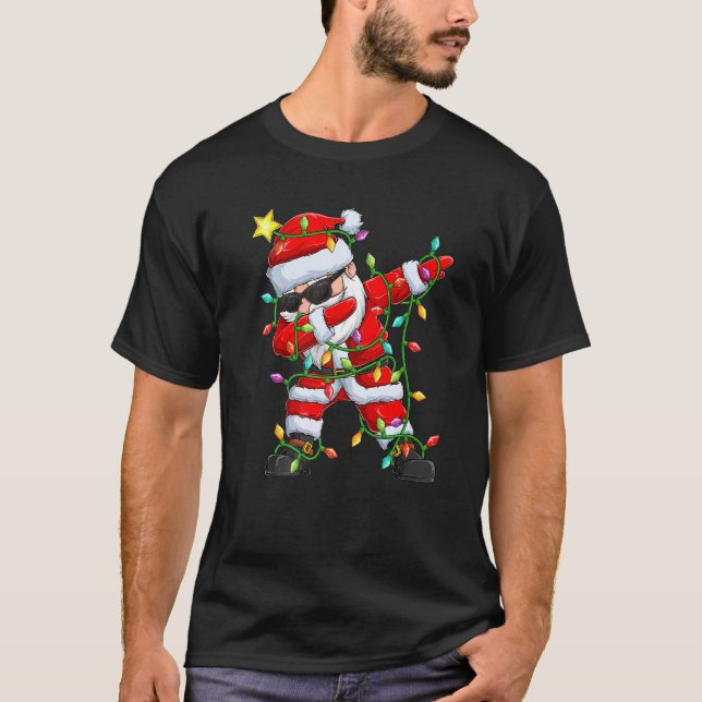 Dabbing Christmas Santa Hat Xmas PJ Costume  1 T-Shirt (Front)