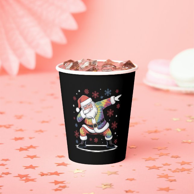 Dabbing Christmas Santa Ugly Christmas Xmas Paper Cups (Insitu)