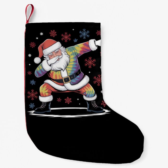 Dabbing Christmas Santa Ugly Christmas Xmas Small Christmas Stocking (Front)