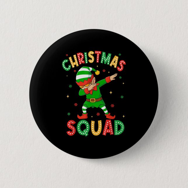 Dabbing Christmas Squad Santa Elf Family Matching  6 Cm Round Badge (Front)