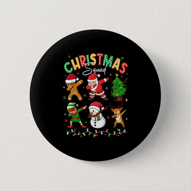 Dabbing Christmas Squad Santa Elf Family Matching  6 Cm Round Badge (Front)