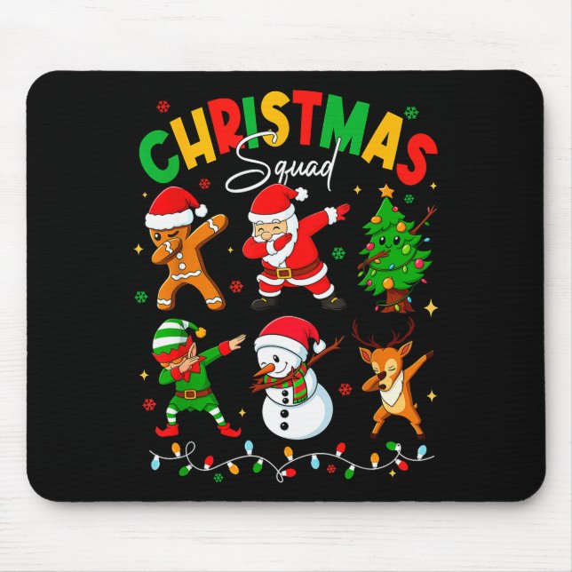 Dabbing Christmas Squad Santa Elf Family Matching  Mouse Mat (Front)