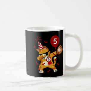 Dabbing Cool Cat Baseball 5th Birthday Coffee Mug