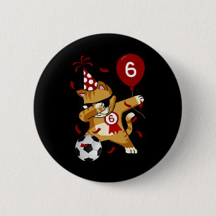 Dabbing Cool Cat Soccer Football 5th Birthday 6 Cm Round Badge