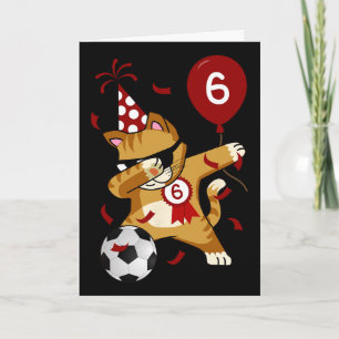Dabbing Cool Cat Soccer Football 5th Birthday Card