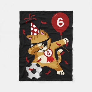 Dabbing Cool Cat Soccer Football 5th Birthday Fleece Blanket