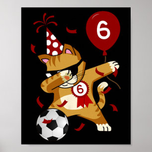 Dabbing Cool Cat Soccer Football 5th Birthday  Poster