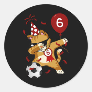 Dabbing Cool Cat Soccer Footll 5th Birthday Classic Round Sticker