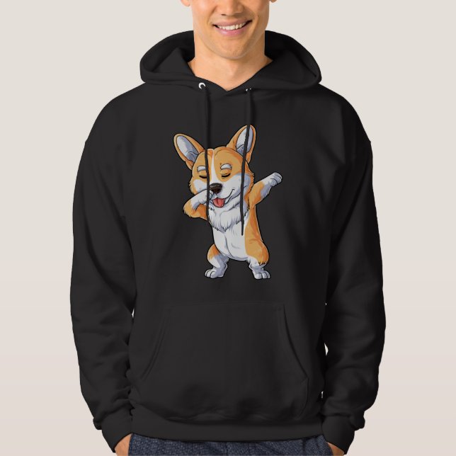 Dabbing Corgi  Dog   Boys Kids Dab Dance Hoodie (Front)