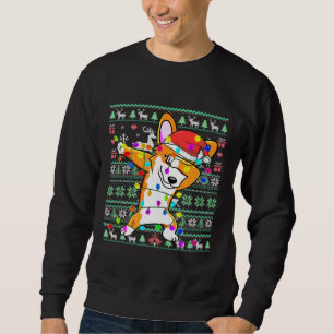 Dabbing Corgi Fairy Lights Ugly Christmas Sweater