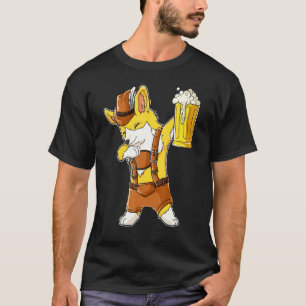 Dabbing Corgi Oktoberfest Lederhosen Men Prost Bee T-Shirt