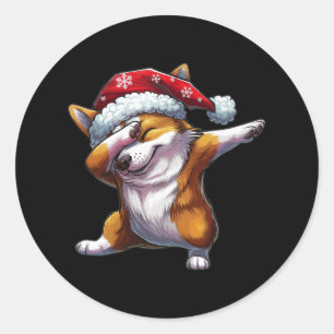 Dabbing Corgi Santa Hat Christmas Dab Dance Gifts Classic Round Sticker