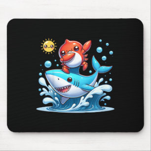 Dabbing Crab Surfing Shark Riding Ocean Wave Sun C Mouse Mat
