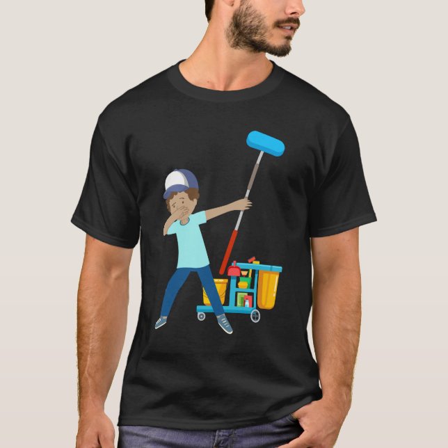 Dabbing Custodian Cleaning Janitor Caretaker T-Shirt (Front)