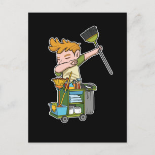 Dabbing Custodian Cleaning School Janitor Caretake Postcard