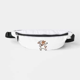 Dabbing Cute Cow Vintage Engraving T-Shirt Design_ Bum Bags