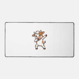 Dabbing Cute Cow Vintage Engraving T-Shirt Design_ Desk Mat