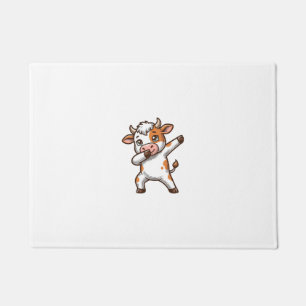 Dabbing Cute Cow Vintage Engraving T-Shirt Design_ Doormat