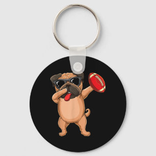 Dabbing Cute Football Sungles Pug Dog- Pet Lover Key Ring