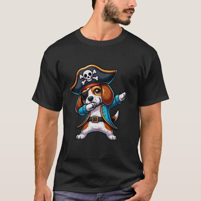Dabbing Cute Pirate Beagle Dog For Boys Girls Hall T-Shirt (Front)