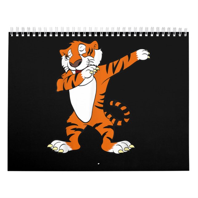 Dabbing Cute Tiger Animal Party Calendar (Cover)