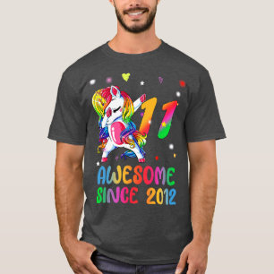 Dabbing Cute Unicorn 11 Year Of Being Awesome 11th T-Shirt