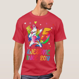 Dabbing Cute Unicorn 5 Year Of Being Awesome 5th B T-Shirt
