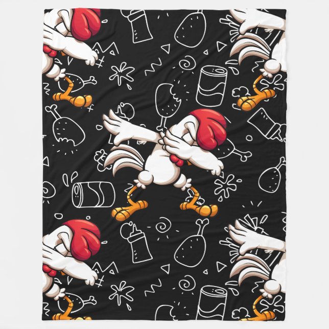dabbing dab chicken fleece blanket (Front)