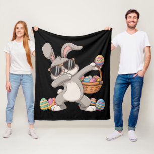 Dabbing Dab Rabbit Bunny Easter Eggs Basket Fleece Blanket