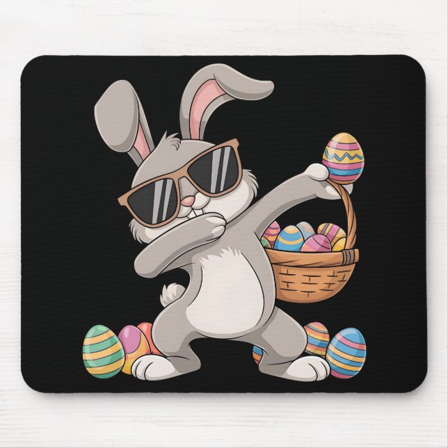 Dabbing Dab Rabbit Bunny Easter Eggs Basket Mouse Mat (Front)