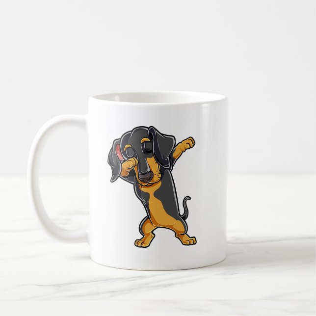 Dabbing Dachshund Funny Dog Lovers Dab Dance. Perf Coffee Mug (Left)