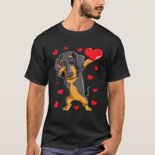 Dabbing Dachshund Heart Valentines Day Gifts Men W T-Shirt