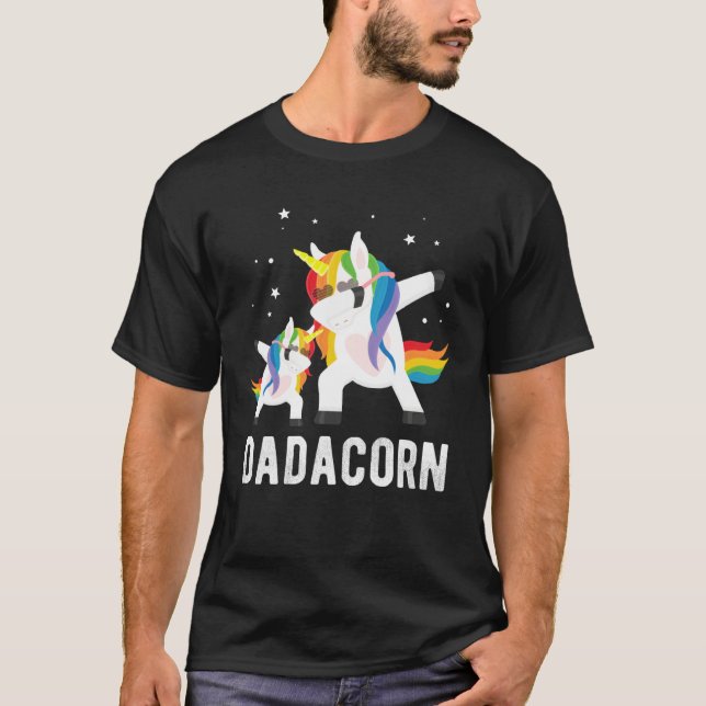 Dabbing Dadacorn  Unicorn  for Dad and Kid T-Shirt (Front)