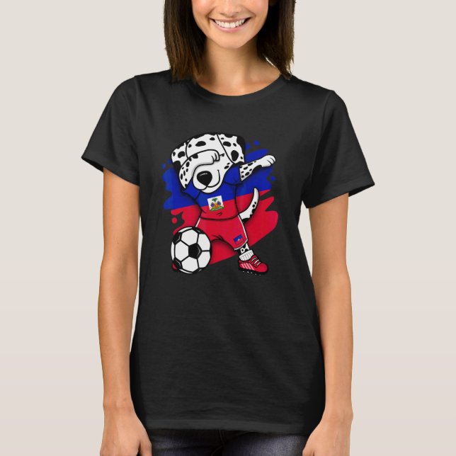 Dabbing Dalmatian Haiti Soccer Fans Jersey Haitian T-Shirt (Front)