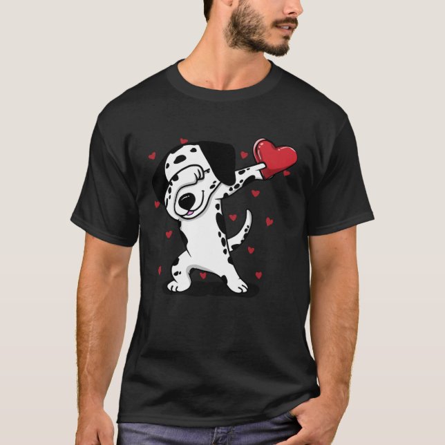 Dabbing Dalmatian Heart Valentine s Day  Boys Girl T-Shirt (Front)