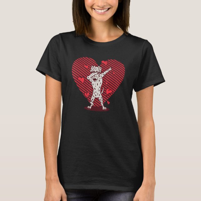 Dabbing Dalmatian Heart Valentines Day Dab Dance D T-Shirt (Front)