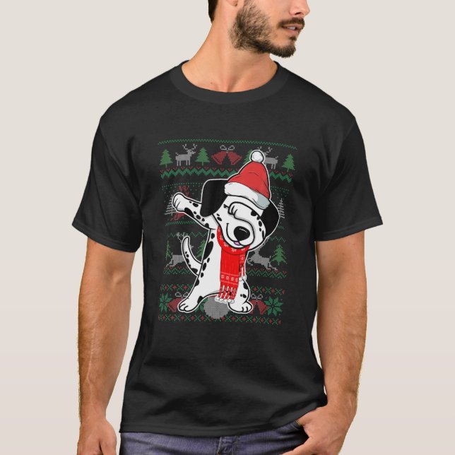 Dabbing Dalmatian Ugly Christmas Sweater Party Cos (Front)