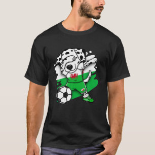 Dabbing Dalmatian Wales Soccer Fans Jersey Welsh F T-Shirt