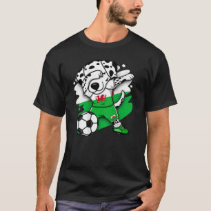Dabbing Dalmatian Wales Soccer Fans Jersey Welsh F T-Shirt
