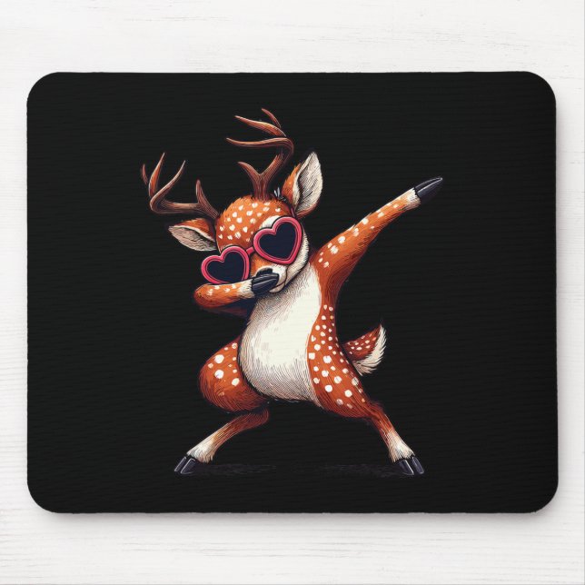 Dabbing Dance Deer Heart Sungles  Mouse Mat (Front)