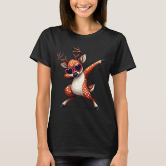 Dabbing Dance Deer Heart Sungles  T-Shirt