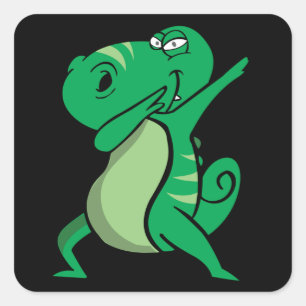 Dabbing dance dinosaur square sticker