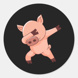 Dabbing dance pig classic round sticker