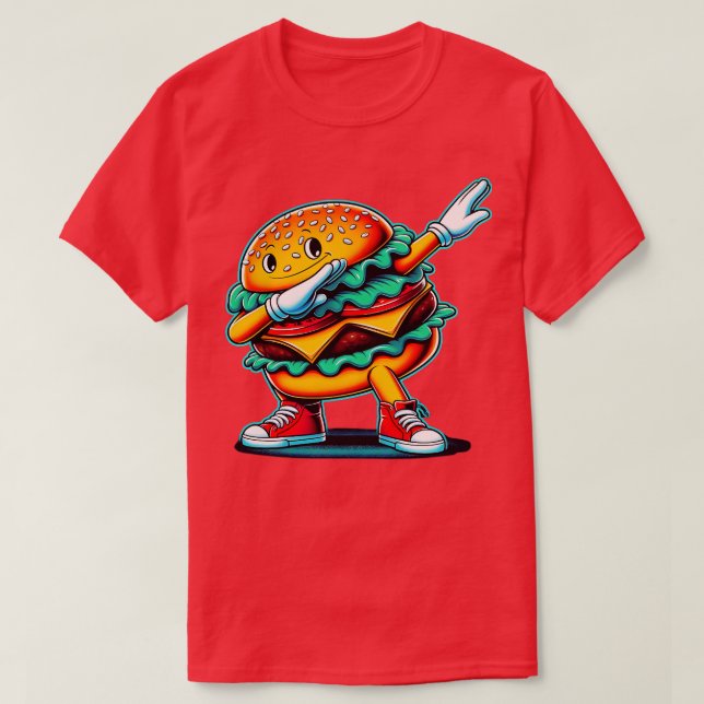 Dabbing Dancing Burger Funny Hamburger Food Foodie T-Shirt (Design Front)